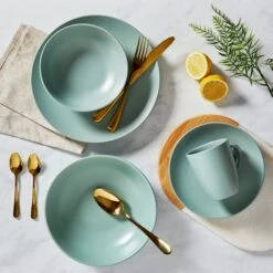 Dunelm Stoneware Seafoam Blue Matte 12 Piece Dinner Set -Kitchen Warehouse 1000150783 alt02