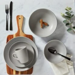 Dunelm Stoneware Grey Matte 12 Piece Dinner Set 7 Dunelm Stoneware Grey Matte 12 Piece Dinner Set -Kitchen Warehouse 1000150784 alt02