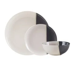 Dunelm Elements Dipped Charcoal 12 Piece Dinner Set -Kitchen Warehouse 1000157175 alt02