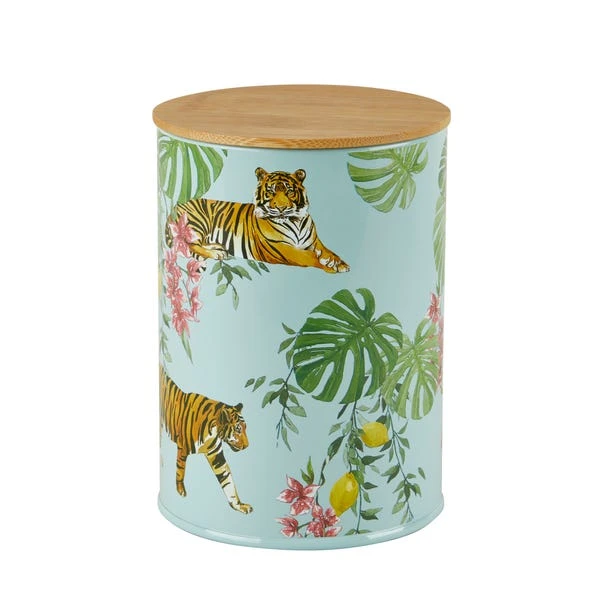 Dunelm Tiger Tropics Metal Kitchen Canister 4 Dunelm Tiger Tropics Metal Kitchen Canister - Image 2