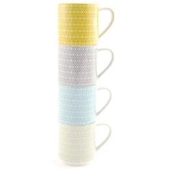 Dunelm Set Of 4 Geo Skandi Stackable Mugs