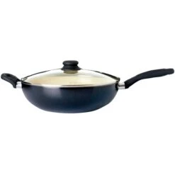 Dunelm Black Ceramic Lidded 32cm Wok