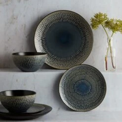 Dunelm Zen Reactive Glaze 12 Piece Dinner Set