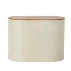 Dunelm Metal Cream Geometric Bread Bin