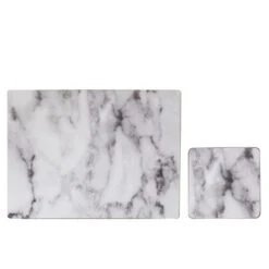 Dunelm Set Of 4 White Marble Effect Placemats & Coasters