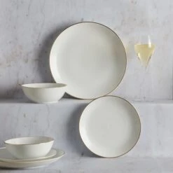 Dunelm Gold Band 12 Piece Dinner Set