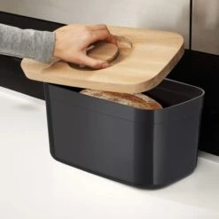 Joseph Joseph Black Bread Bin With Cutting Board Lid
