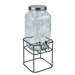 Dunelm 3.3L Glass Drinks Dispenser With Infuser And Stand