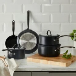 Dunelm Elements Black 5 Piece Pan Set