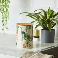 Dunelm Crane Tropics Metal Kitchen Canister