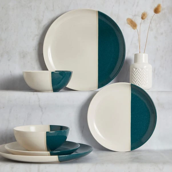 Dunelm Elements Dipped Teal 12 Piece Dinner Set 3 Dunelm Elements Dipped Teal 12 Piece Dinner Set
