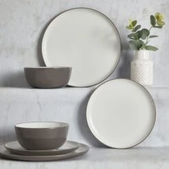 Dunelm Arvo Grey 12 Piece Dinner Set