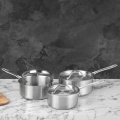 Dunelm Brushed 3 Piece Pan Set