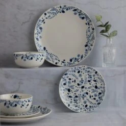 Dunelm Indigo Meadow 12 Piece Dinner Set