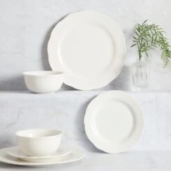 Dunelm Scalloped Edge 12 Piece Dinner Set