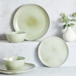Dunelm Amalfi 12 Piece Dinner Set Sage