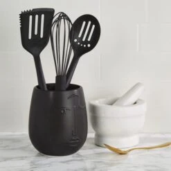 Dunelm Faces Utensil Pot Black