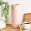 Dunelm Set Of 3 Blush Hang Tag Stacking Canisters -Kitchen Warehouse 30753810