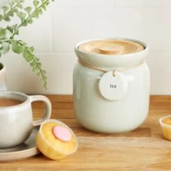Dunelm Sage Hang Tag Tea Canister