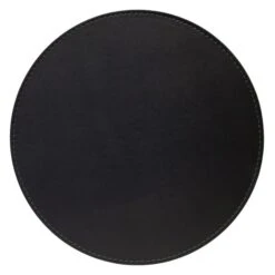 Dunelm Set Of 4 Black & Grey Faux Leather Reversible Round Placemats