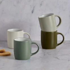 Dunelm Set Of 4 Green Mugs