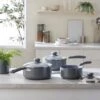 Dunelm Grey Stone Effect Sauce Pan Set 1 Dunelm Grey Stone Effect Sauce Pan Set -Kitchen Warehouse 30769121