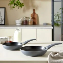 Dunelm Set Of 2 Grey Frying Pans