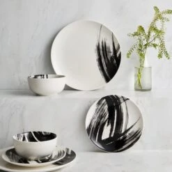 Dunelm Abstract Brushstroke 12 Piece Dinner Set