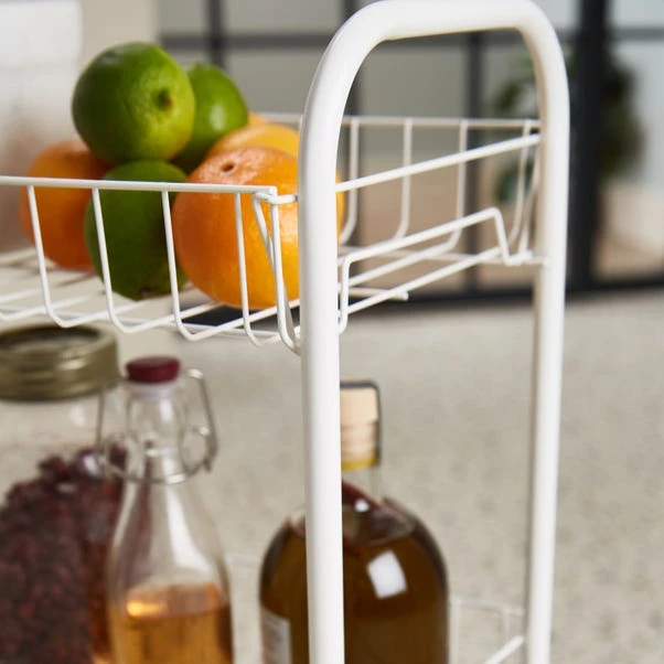 Dunelm White 3 Tier Wire Trolley 4 Dunelm White 3 Tier Wire Trolley - Image 2