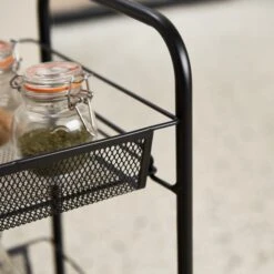 Dunelm Black Mesh 3 Tier Storage Trolley -Kitchen Warehouse 30795874 alt02