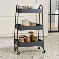 Dunelm Grey 3 Tier Metal Trolley