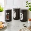 Dunelm Set Of 3 Matt Metal Storage Canisters Black -Kitchen Warehouse 30796315