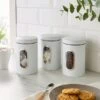 Dunelm Set Of 3 Matt Metal Storage Canisters White -Kitchen Warehouse 30796316