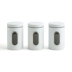 Dunelm Set Of 3 Matt Metal Storage Canisters White -Kitchen Warehouse 30796316 alt02