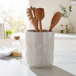 Dunelm Ceramic Utensil Holder Grey