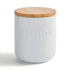 Dunelm Ceramic Biscuit Canister White -Kitchen Warehouse 30796452 alt02