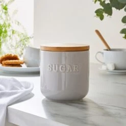 Dunelm Ceramic Sugar Canister Grey