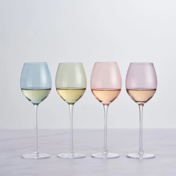 Dunelm Set Of 4 Pastel Wine Glasses 3 Dunelm Set Of 4 Pastel Wine Glasses