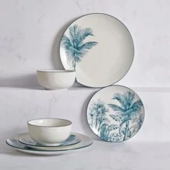 Dunelm Luxe Palm 12 Piece Dinner Set