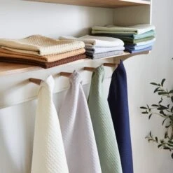 Dunelm Isabelle Waffle Pack Of 4 Tea Towels Greens -Kitchen Warehouse 30799002 alt02