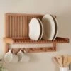 Dunelm Bamboo Wall Mounted Plate Storage With Hooks -Kitchen Warehouse 30799775