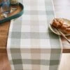 Dunelm Large Sage Woven Check Table Runner -Kitchen Warehouse 30800396