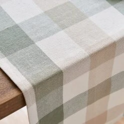 Dunelm Large Sage Woven Check Table Runner -Kitchen Warehouse 30800396 alt01